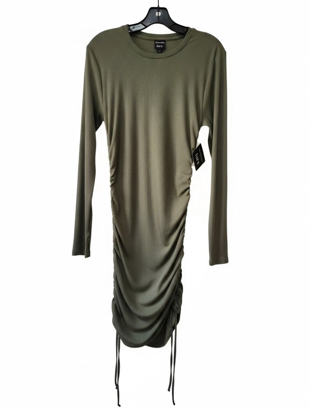 Sofia Richie x Bar III Olive Green Ruched Bodycon Mini Dress Size L